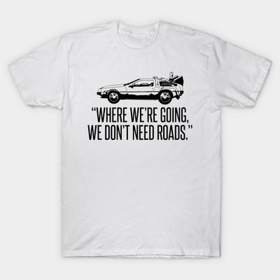Men Black Print T-shirt Back To The Future No-Cut Transfer Paper Print Cotton Tshirt