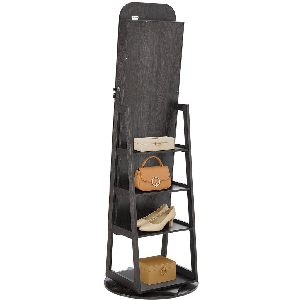 360° Swivel Jewelry Cabinet, 1600 Mm Tall, Full-Length Mirror with Storage, Standing Rotatable Jewelry Armoire Organizer, Lockable Door with 2 Keys,