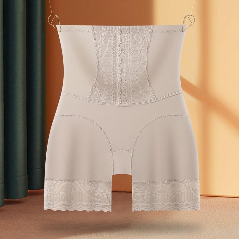 Lace Flower High Waist Ice Silk Panties Traceless Hip Lift Shaper Shorts  Postpartum