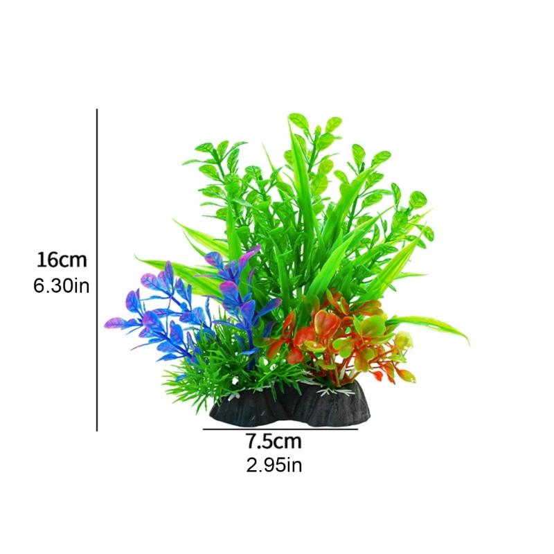 5PCS Life Like Plant Fishtanks Decoration Artificial Water Plant with Base for Office Commercial Use Aquariums Landscape