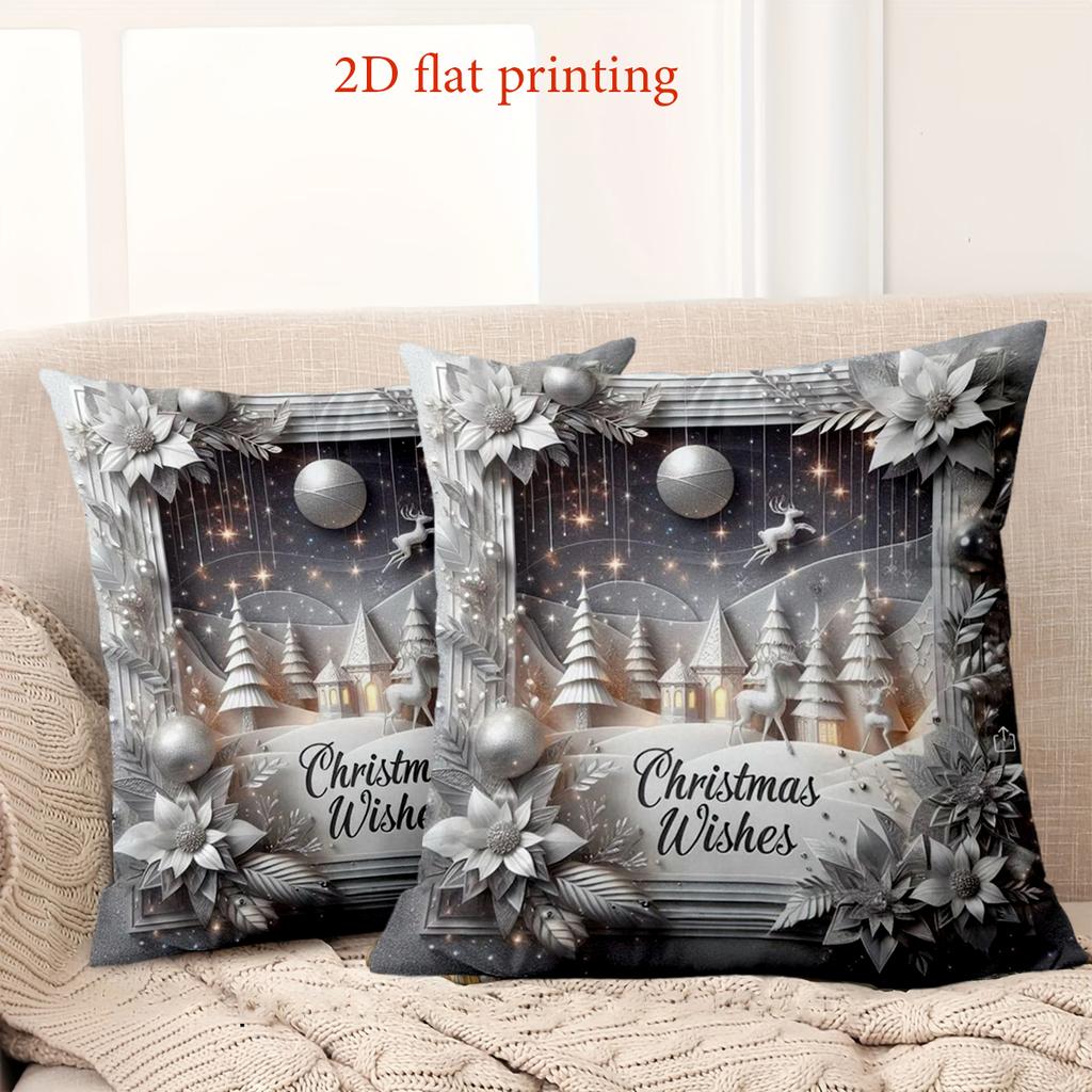 1 Pieces Christmas 2D Flat Printing Pillow With Holiday Scene Polyester pillowcase, sofa decorative cushion cov Headboard Pillow