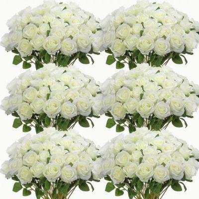 White Silk Rose Artificial Flowers for Valentine's Day, Qixi Festival & Wedding Décor