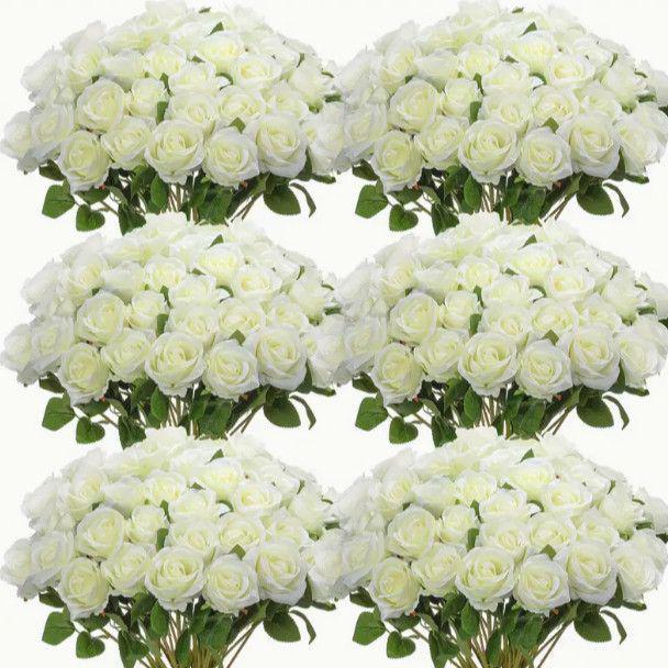 Rose di Seta Bianca Fiori Artificiali per San Valentino, Festival Qixi e Decorazioni per Matrimoni