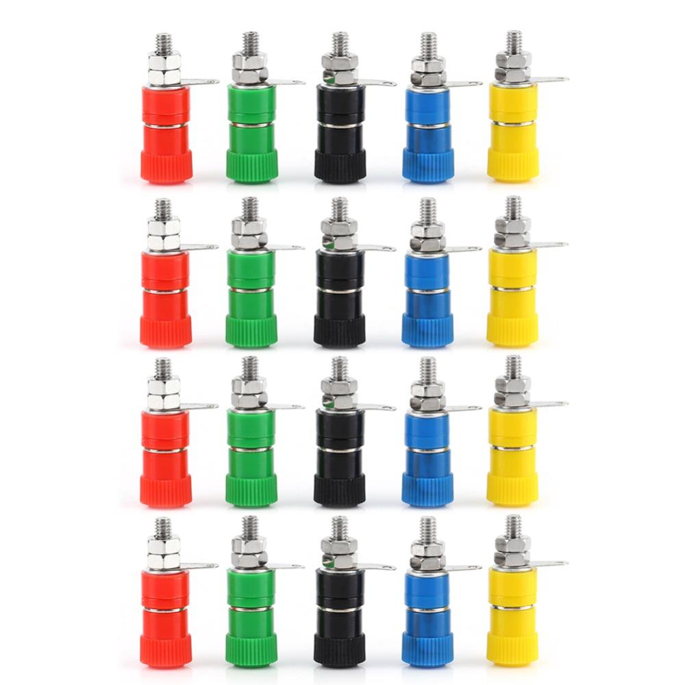 20 Pcs 4MM Binding Posts Terminal Color Coding 5 Colors Female Jack Durable Banana Plug Connectors Amplifier Terminal