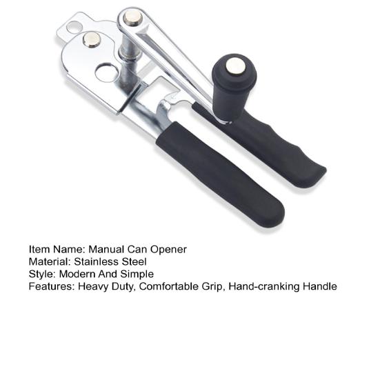 Manual Can Opener Heavy Duty Comfortable Grip 360 Degree Hand-cranking Handle Sharp Cutter Multifunctional Handheld Bottle Opening