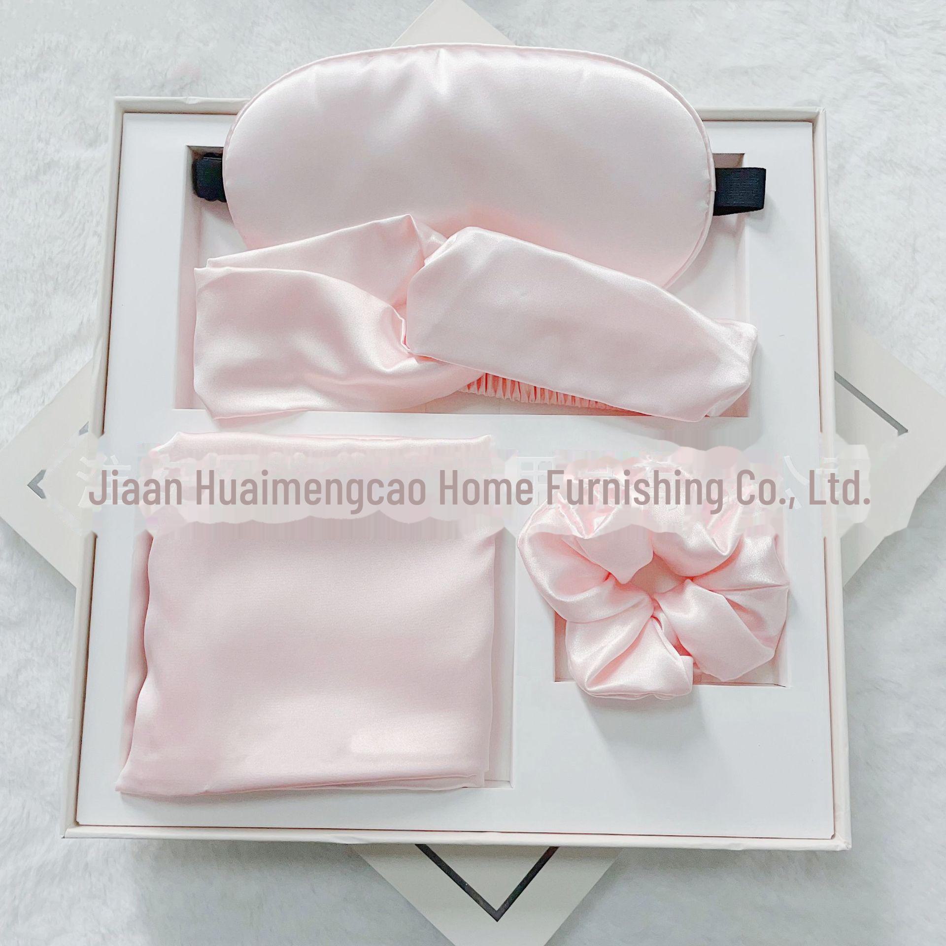 

Комплект для сна из шелка: Регулируемая маска для глаз, наволочка, повязка для волос, повязка на голову для путешествий и блокировки света