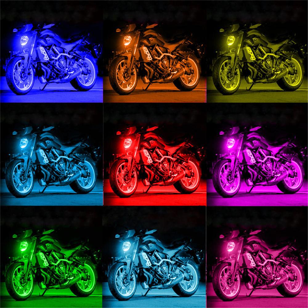 12X Rgb Neon Led Strip Kit For Motorcycles And Scooters With Bottom Light, Dc12V, Universal
