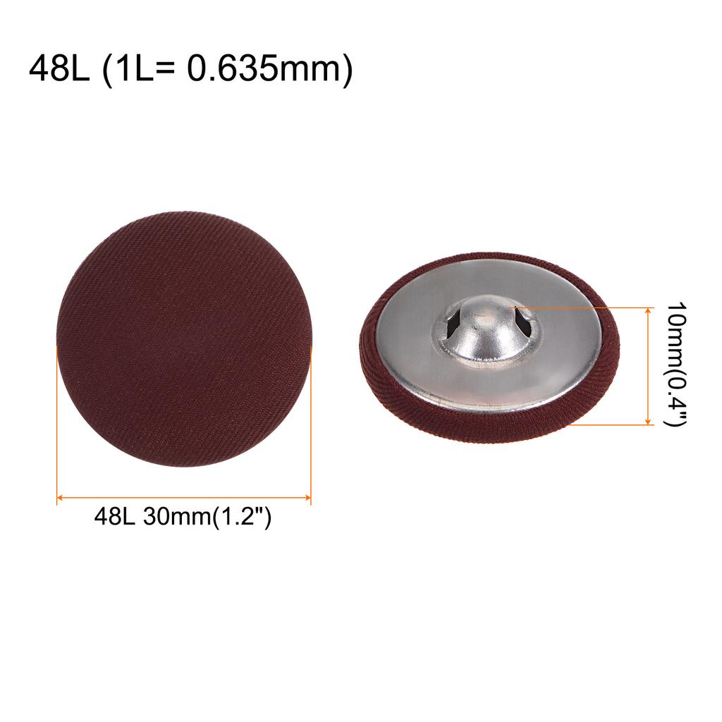 10pcs Fabric Cloth Covered Button 30mm Metal Round Sewing Buttons, Red/Caramel/Pink