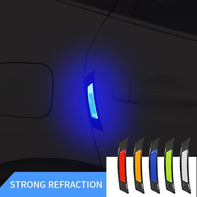 3D Super Red Reflective Stickers Black Real Carbon Fiber Strips Car Side Door Edge Bumper Anti-Scratch Protection Guards Trim Stickers Universal