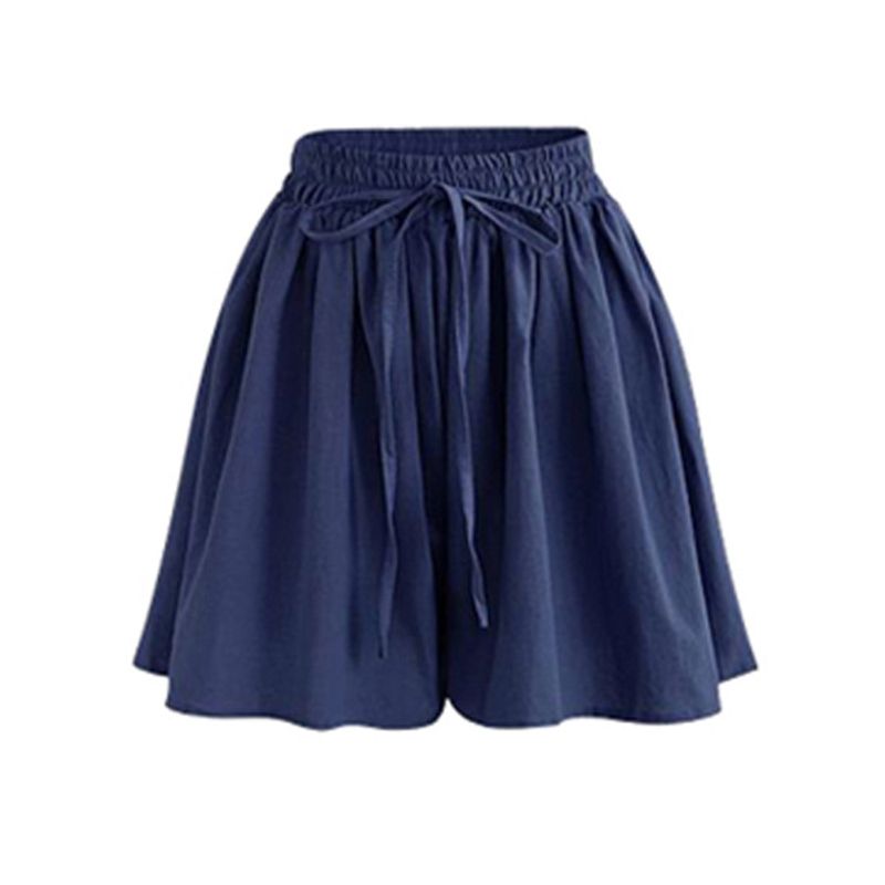 Solid-Color Striped Single-Layer Culotes Solid Lace-up Single Layer Culottes Women