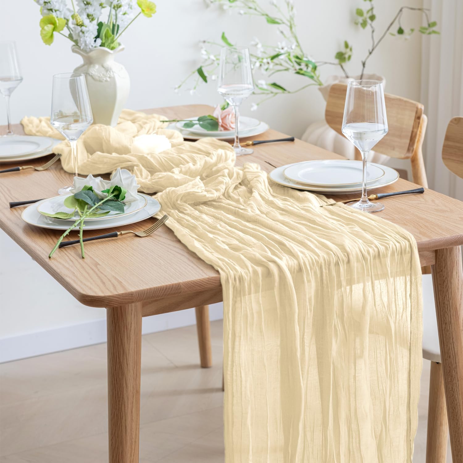 

1/2/4/6Pack CheeseCloth Table Runner,40x270cm Boho Gauze Fabric Rustic Sheer TableRunner for Wedding Bridal Shower Party Banquet 1Pc бежевый