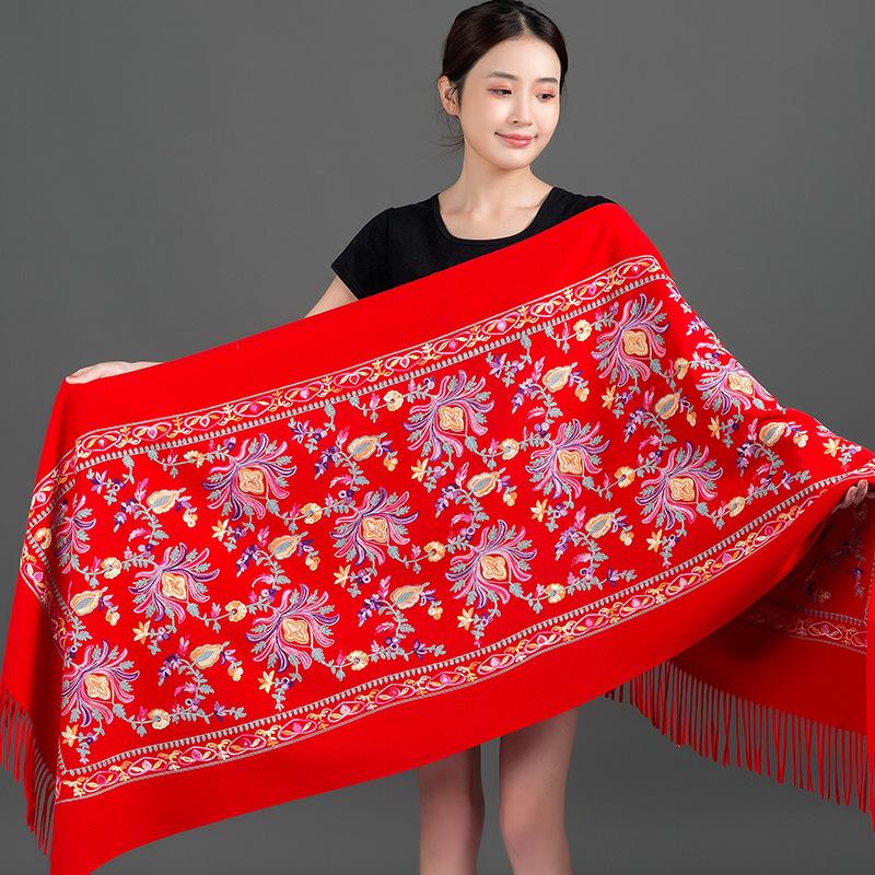 New Arrived Shawl Women Embroider Shawl Thick Warm Cashmere Fashion Scarves Lady Soft Wrap Bufanda Travel Reversible Scarf