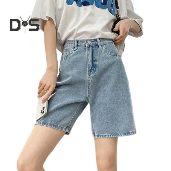 Damskie jeansy do kolan, proste, z wysokim stanem, zapinane na suwak, kieszenie retro, jednolity kolor, luźne, damskie szorty jeansowe, swobodne krótkie spodnie