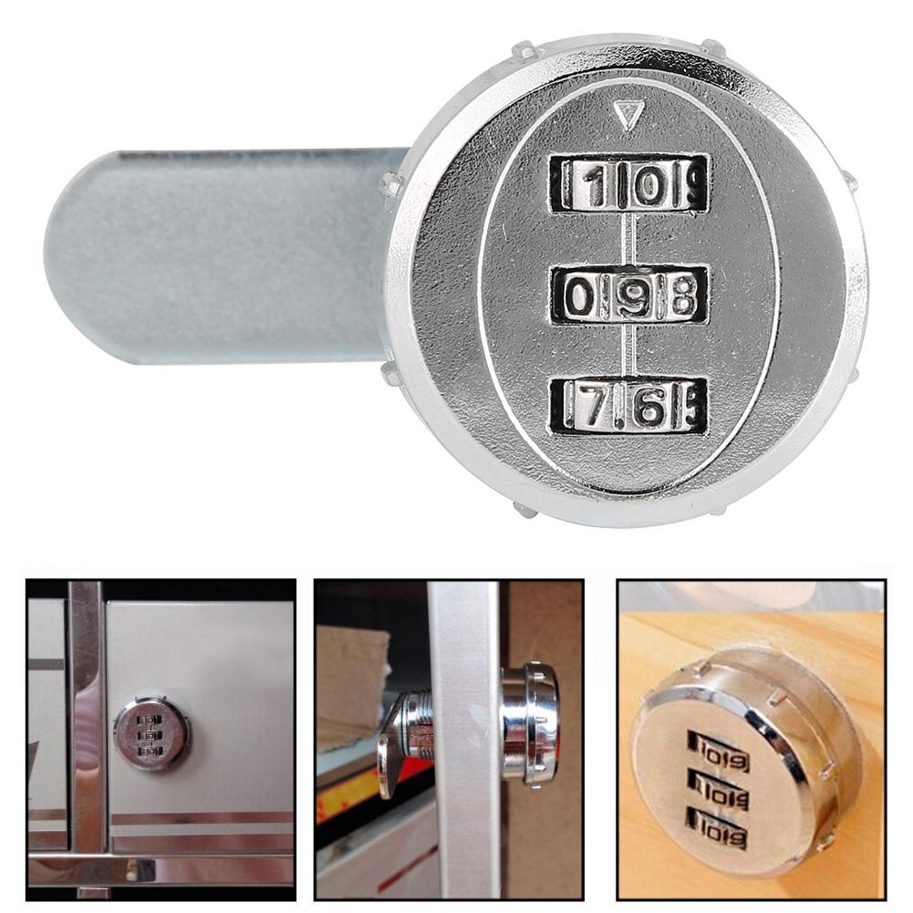 Mechanical Code 3-Digit Password Cabinet Lock Chrome 20mm/0.79in