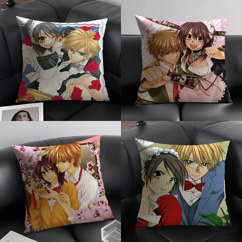 Loving Anime MMaid Sama Cushion Cover Natural Linen Organic Fabric DoubleSided Printing Sofa Home Decor Breathable