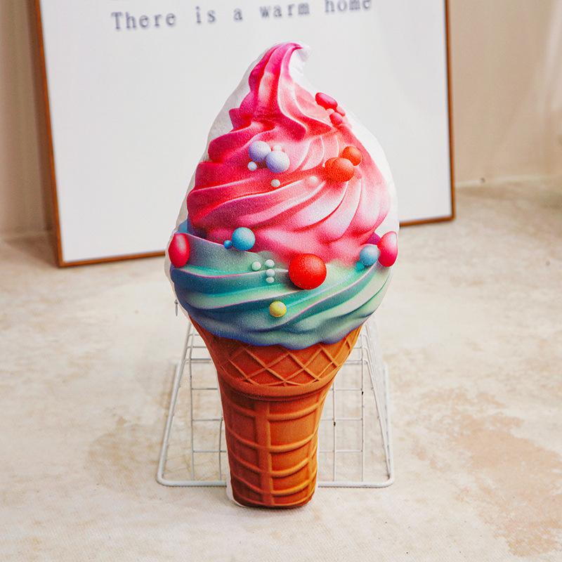 Simulation Cartoon Ice Cream Cone Pillow Plush Toy Ice Cream Doll Children's Props Ornaments Sofa Cushion