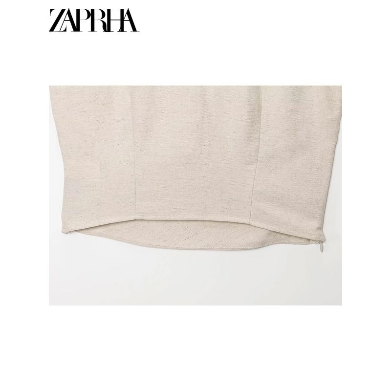 Zaprha 2025 New Arrival Pleated Decoration Minimalist V Neck Sleeveless Top Shirt Women's Silm Short 8026775