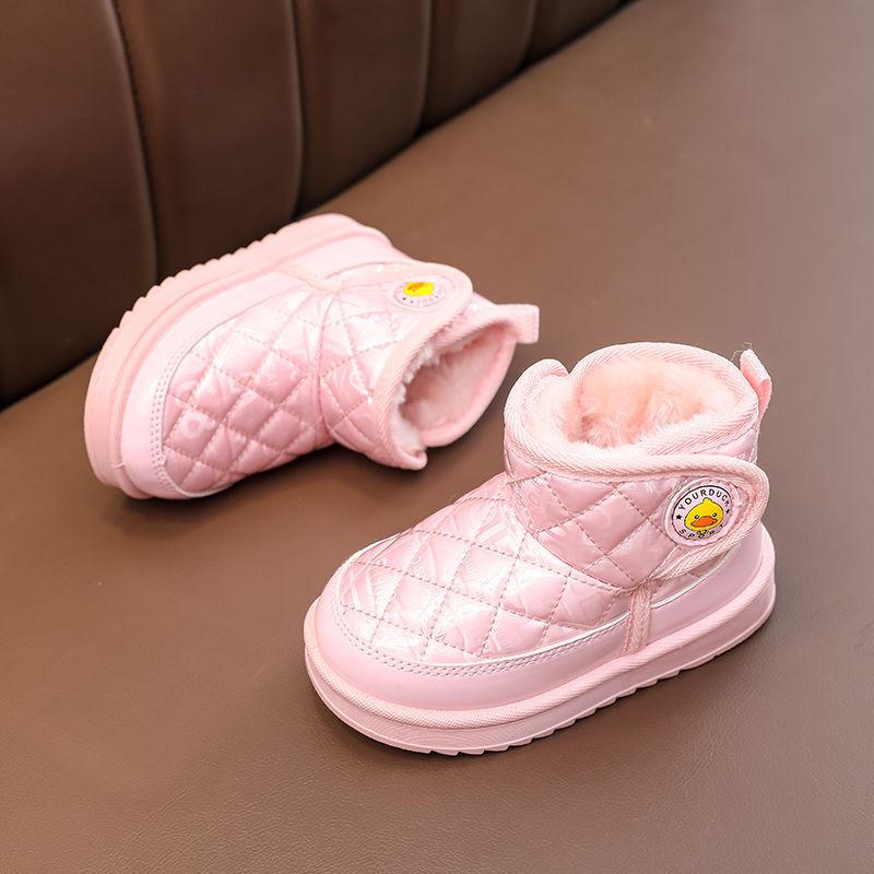 Kleine Gelbe Ente Neue Kinder Schneestiefel Jungen und Mädchen Stiefel Winter Fleece Verdickte Baumwollschuhe Kinder Baby Kurze Stiefel