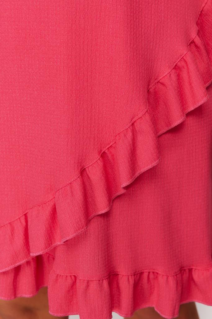 Women's Fashion New Plus Big Size Dress Green Double Breasted Flounce Knitted Dress Double Breasted Flounced Mini Knitted Dress