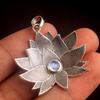 Larimar Moonstone Lotosový přívěsek Solid 925 Sterling Silver Jemné šperky Dámský přívěsek