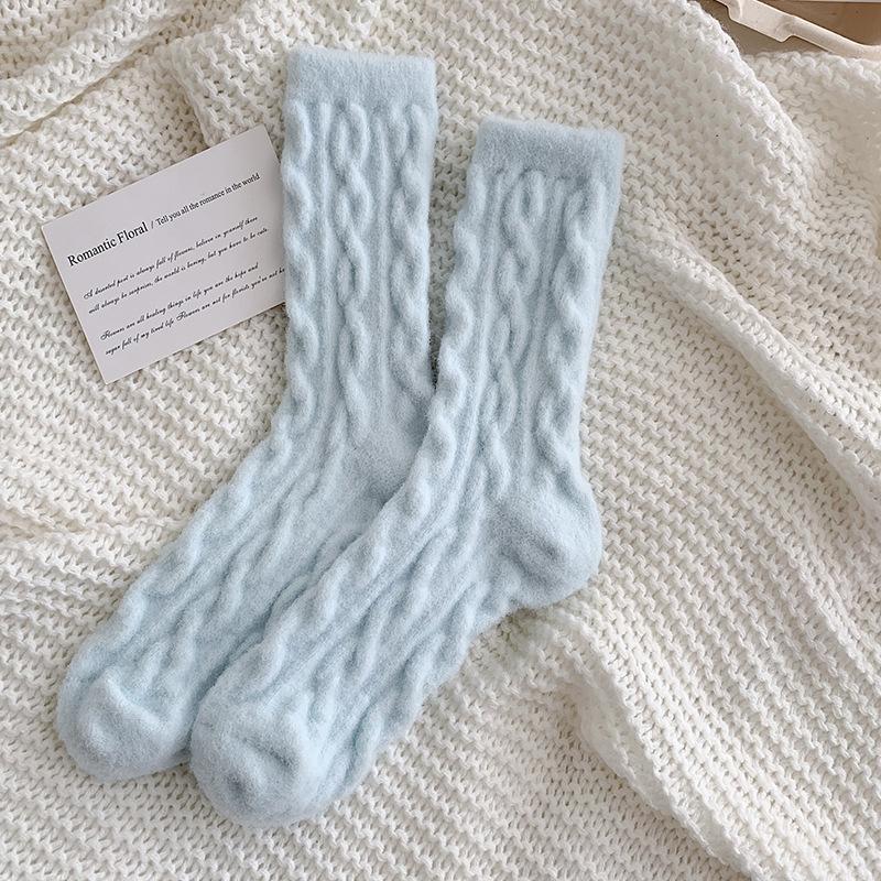 Women Socks Home Twist Mid-Tube Thickened Coral Velvet Floor Socks Sleeping Socks Towel Socks Supersoft