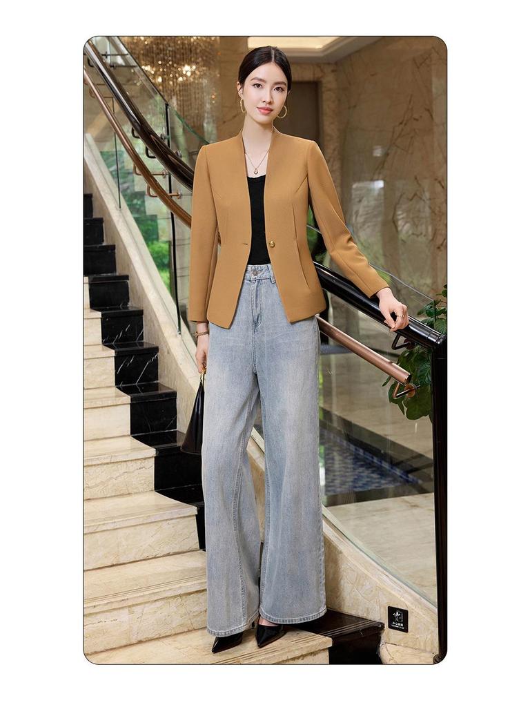 Sacou Alb Slim Fit pentru Femei - Toamnă/Iarnă 2025 Stil Coreean Modă Profesională Jachetă Casual