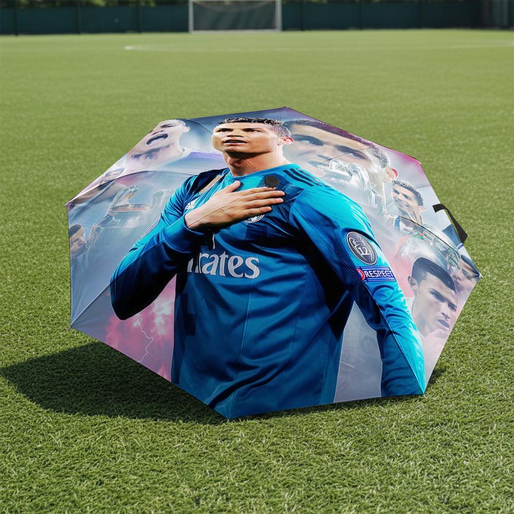 1 PC Automatic Folding Umbrella-Ronaldo Pattern, Portable & Foldable Design with 8 Ribs, Christmas Birthday Gifts