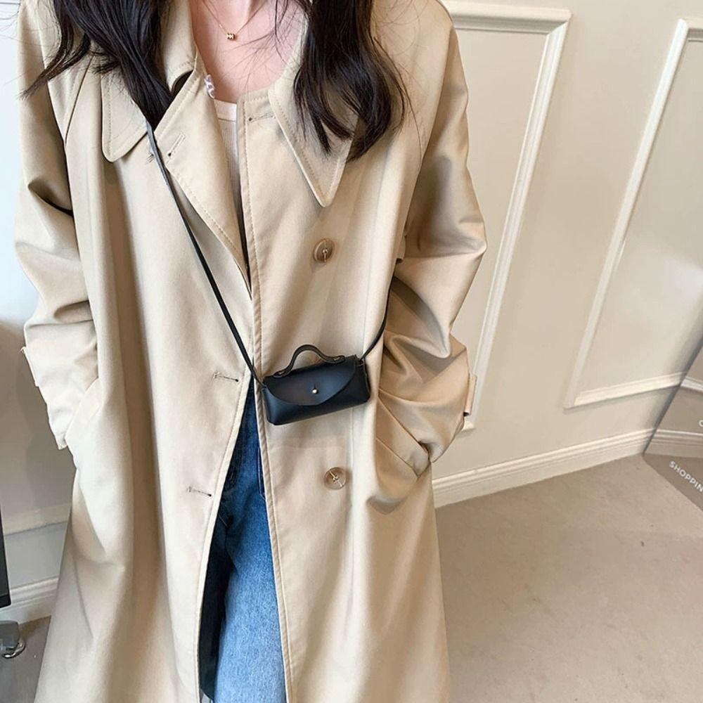Fashion PU Leather Mini Crossbody Bag Solid Color Small Kids Shoulder Bag Horizontal Coin Purse