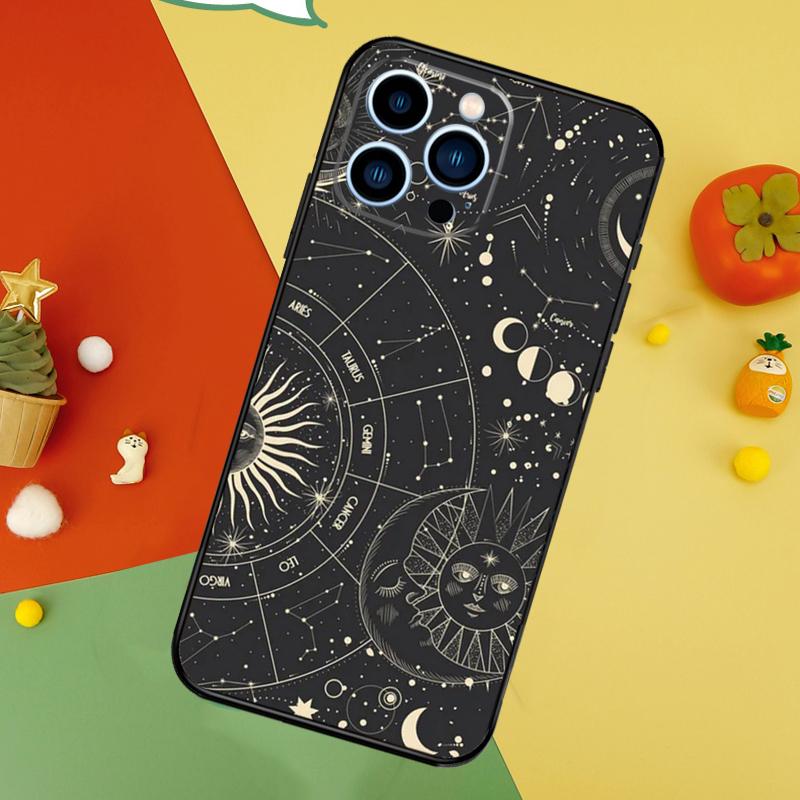 Sun Moons Star Signs Celestial Phone Case For iPhone 17 Pro Max 16 15 14 12 11 13 Pro Max Plus 12 13 Mini 16e 17 Air Cover