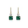 18K Gold Korean Style Square Emerald Zircon Earrings for Women
