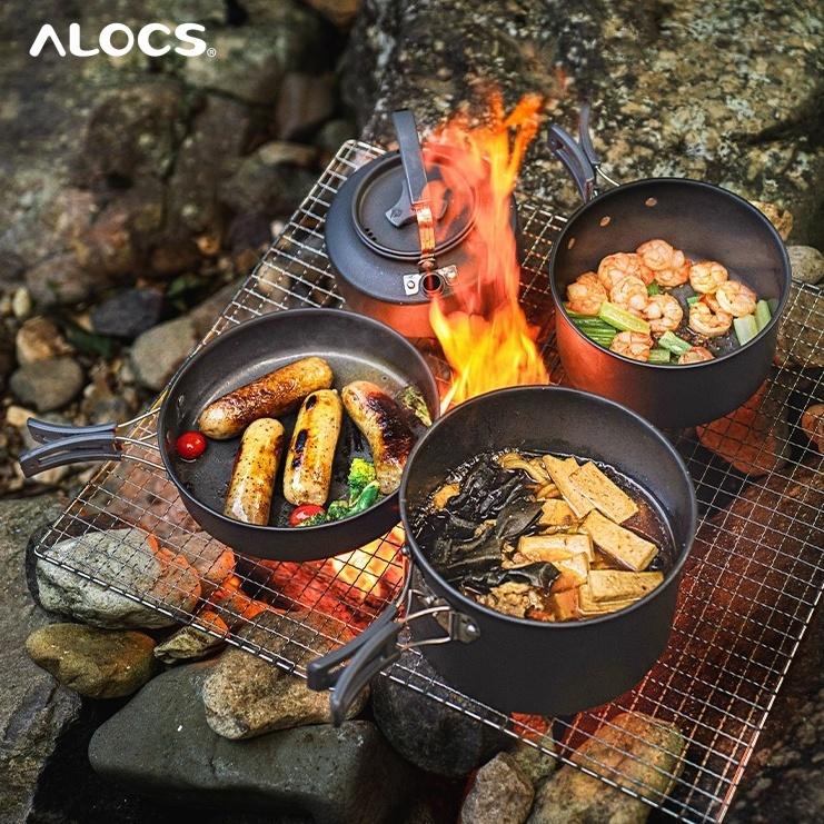 Alocs camping frying pan camping frying pan suitable for frying meat and grilling