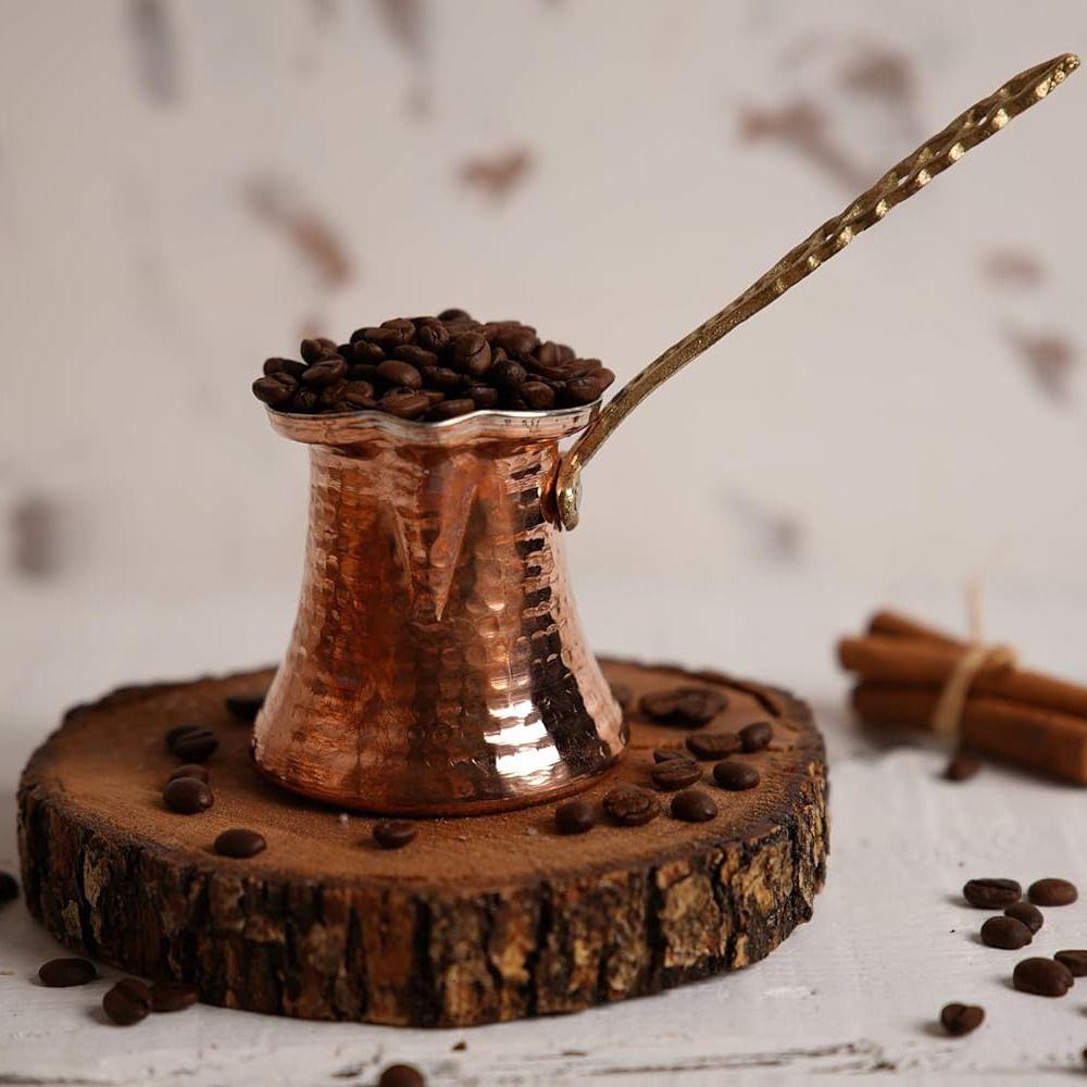 Caffettiera Turca in Rame dall'Aspetto Antico Manico in Metallo Sciogli Burro Cucina