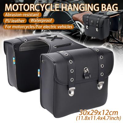 A Pair Of Motorcycle Universal Saddle Bags Hanging Bags Knight Bags Storage Bags Black Lockable Waterproof Side Storage Boxes