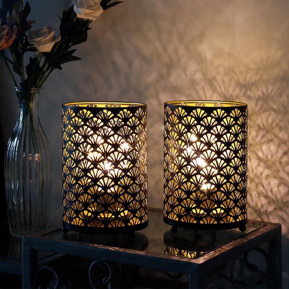 TRIROCKS Two-Piece Table Lamp, 16cm Tall, Metal, Stylish Ambient Lighting with Fairy Light Bulbs, Perfect for Patios, Garden Parties, Indoor and