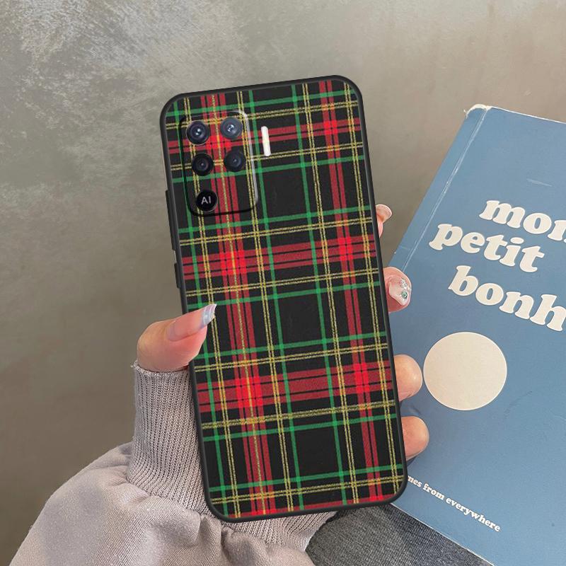 Scottish Plaid Warm Plaid Case For Oppo A80 A40 A60 A98 A78 A18 A38 A58 A16 A76 A96 A17 A77 A74 A94 A54 A57S A15 Cover
