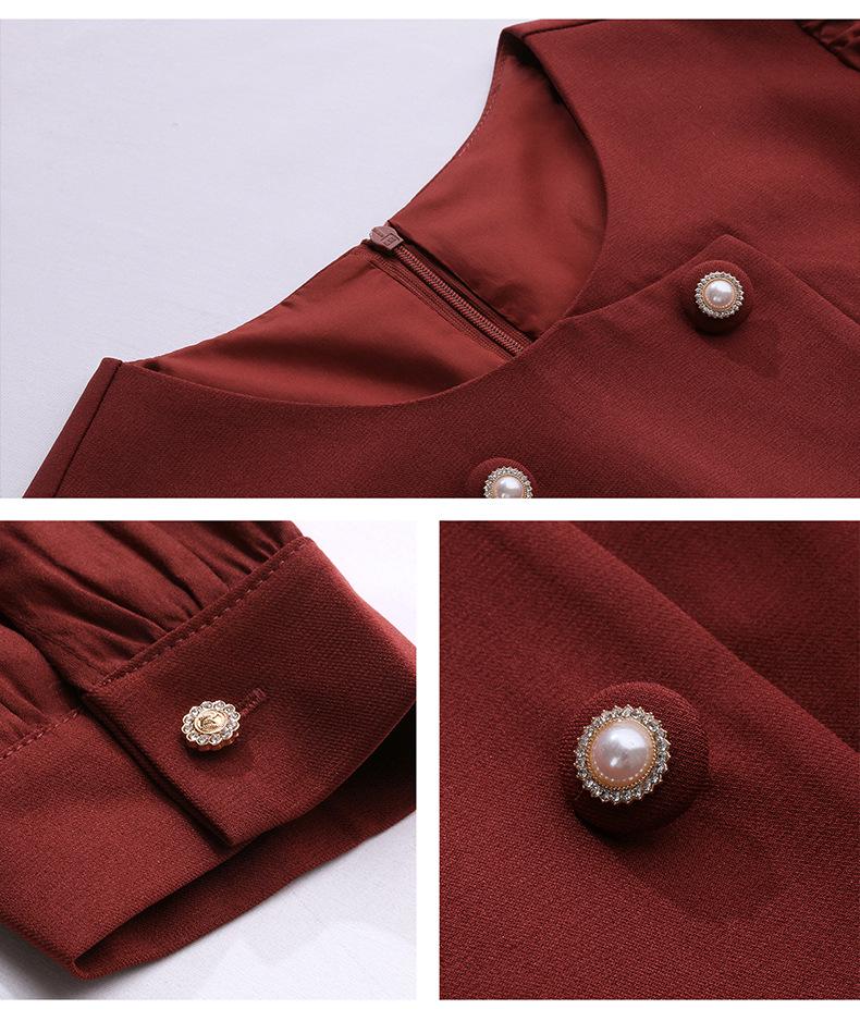 2025 Spring/Summer Women's Elegant Double-Breasted Two-Piece Mid-Length Dress JX2512