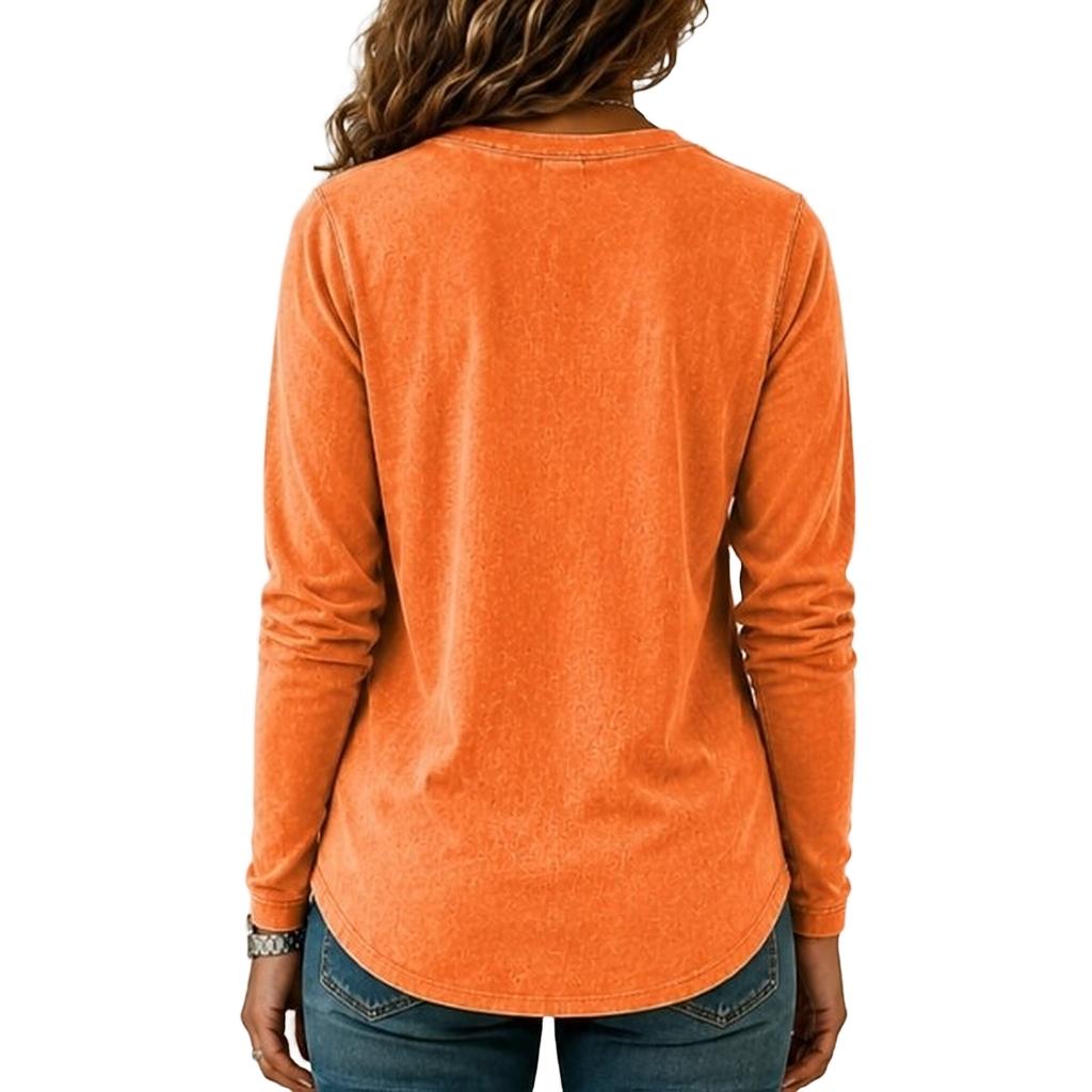 Top Blusa da Donna Casual a Maniche Lunghe con Bottoni Colorato