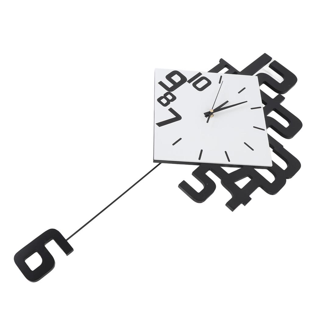 Large Wall Clock Silent Pendulum Battery Operated Non Ticking for Living Room Bedroom Office Home Decorative Wall Clock Square White Wood
