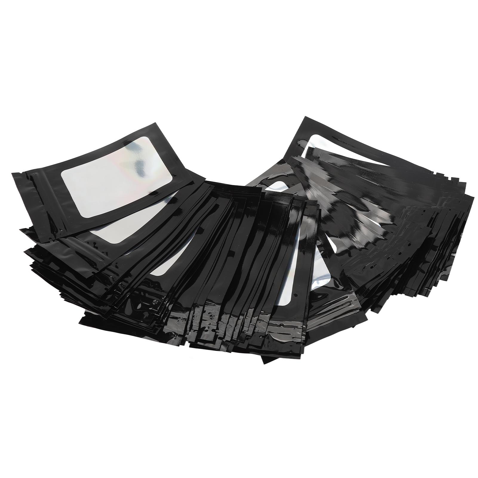 

100 шт. герметичный пакет с защитой от запаха, голографический пакет с защитой от запаха и прозрачным окошком для губ чёрный