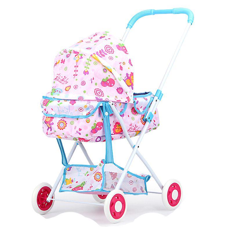 

Большой размер Имитация Детской Коляски Игрушки Кукольный домик Игра Принцесса Девочка Складная Детская Железная с Куклой 56cm single layer cart