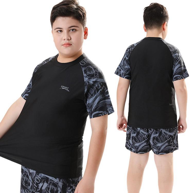 Two-Piece Quick-Dry Sun Protection Swimwear for Older Boys - Customizable Anti-Embarrassment Hot Spring Set (2026)