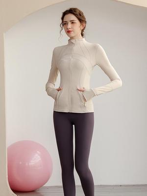 Women's Quick-Dry Yoga Zip-Up Jacket - Tight-Fit, Long Sleeve Fitness Top
