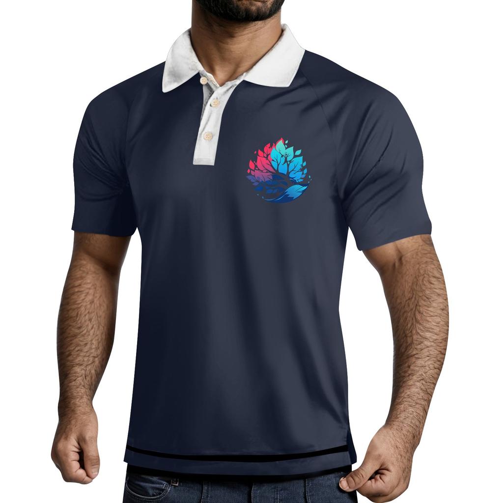 Pánská košile s krátkým rukávem, potiskem a klopami, na tři knoflíky