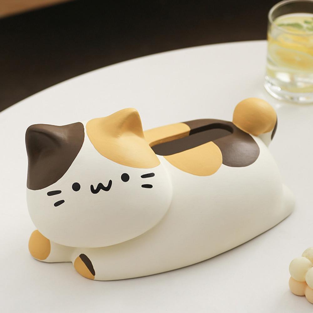 Ceramic Cat Tissue Box Luxury Paper Storage Holder Bathroom Decor Napkin Organizer  Hotel
