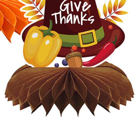 9 Pcs Fall Honeycomb Centerpieces Thanksgiving Paper Pumpkin Maple Leaf Turkey 3D Honeycomb Table Decoration for Autumn Harvest Party Favors