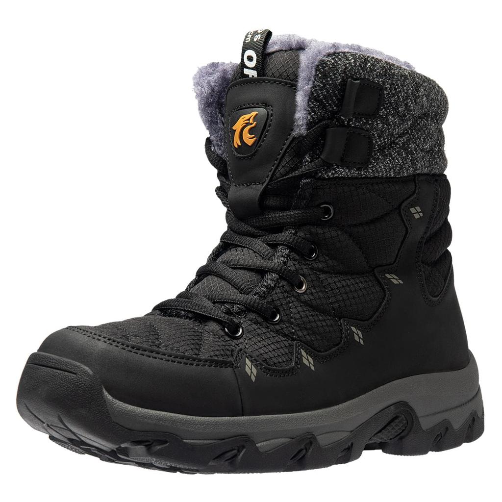 SOARHOPE Women's Snow Shoes, Winter Boots, Unisex, Waterproof, Fleece-Lined, Non-Slip, Warm, for Commuting and Outdoor Activities, Black, Size 22.5cm