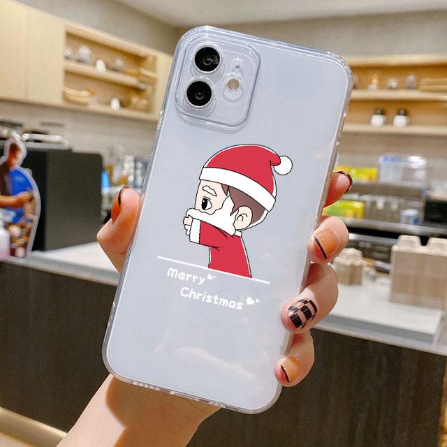Christmas Cartoon Snowman Case For iPhone 14 11 12 Pro 13 Pro Max XR XS X 6s 7 8 Plus SE 2020 13 Luxury Shockproof Clear Cover