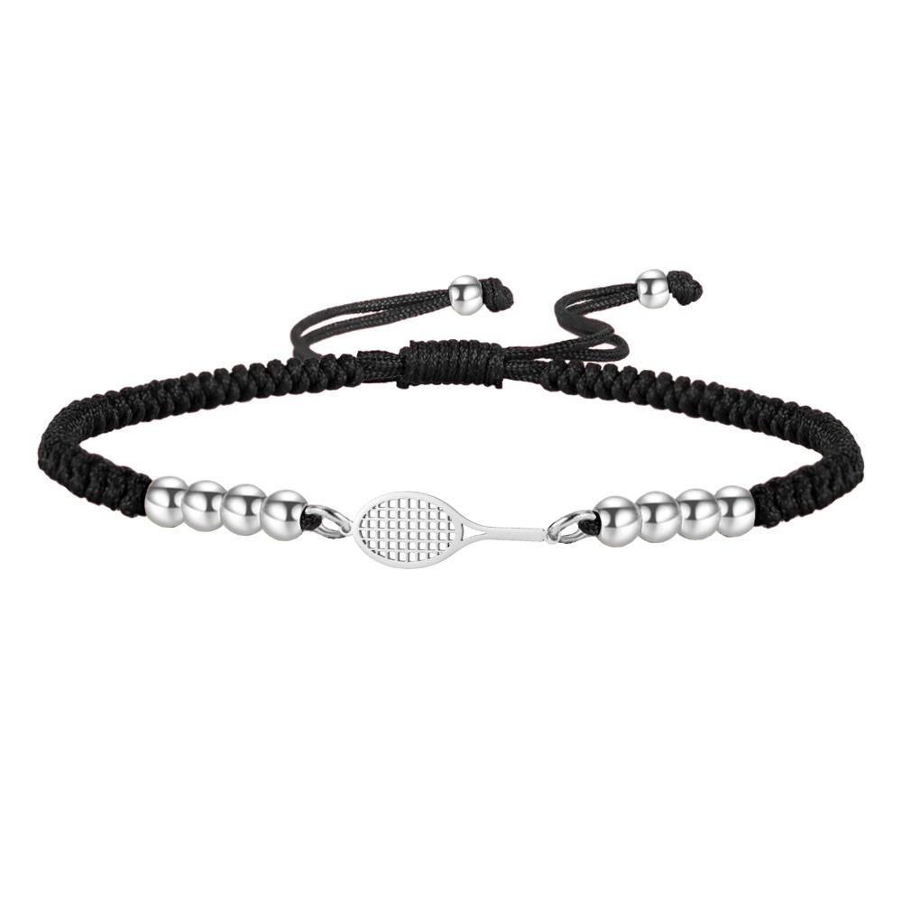 Sport Style Tennis Racket Bangle Stainless Steel Weave Rope Bracelet Sporty Accessories