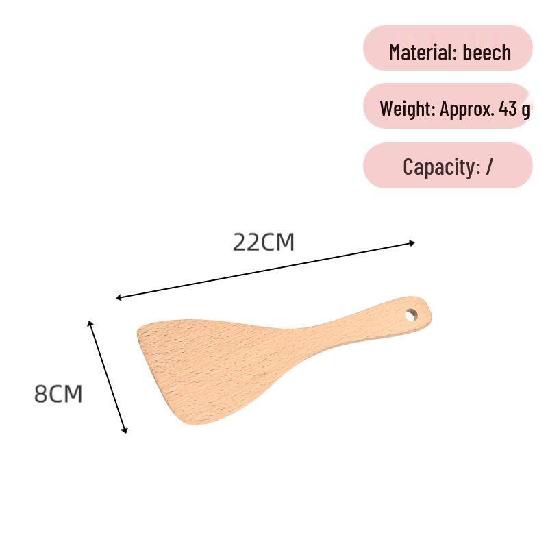 Japanese Beech Wood Spatula: Unpainted, Unwaxed, Non-stick, Long Handle