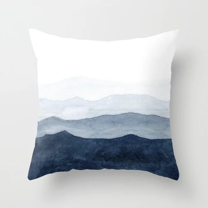 New Ocean Peak Landscape Painting Pillow Case Chinese Ink Scenery Pattern Car Sofa Pillow Cushion Cover